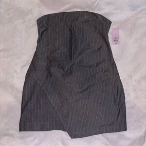 Wild Fable Gray Strapless Pinstripe Dress